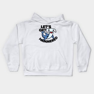 Cute Kawaii Hammerhead Shark Let's Get Hammered Kids Hoodie